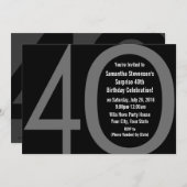 5x7 Noir+Blanc Gros 4-0 Invitations de fête d'anni (Devant / Derrière)