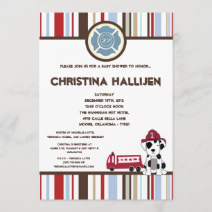 5x7 Nojo Fire Engine Baby shower Uitnodiging