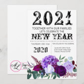 5x7 Nouvel An Eve Invitation Lavande Hibiscus le (Devant / Derrière)