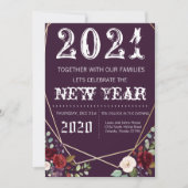 5x7 Nouvel An Eve Invitation Plum Purple Roses Go (Devant)