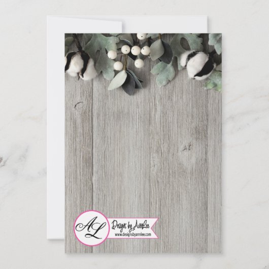 5x7 Nouvel An Invitation coton plante baies (Dos)