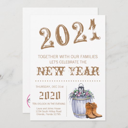 5x7 Nouvel An Invitation Été Pays Marié (Devant / Derrière)