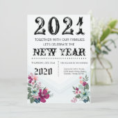 5x7 Nouvel An Invitation Fleurs tropicales sur (Debout devant)