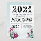 5x7 Nouvel An Invitation Fleurs tropicales sur (Devant / Derrière)