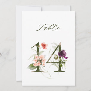 5x7 Numéro Botanique Floral 14, Numéro de Table