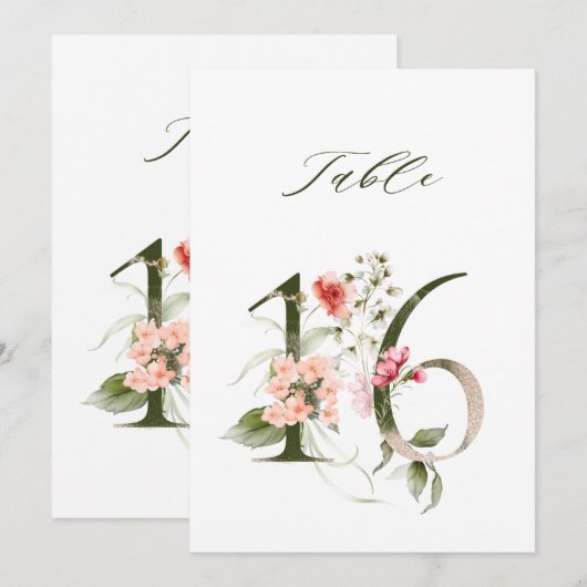 5x7 Numéro Botanique Floral 16, Numéro de Table (Devant / Derrière)