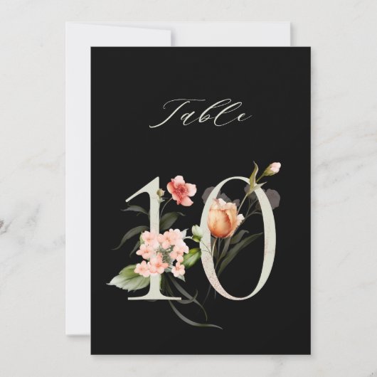 5x7 Numéro de table botanique floral numéro 10, No (Devant)