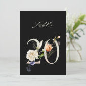 5x7 Numéro de table floral botanique n°20, Noir (Debout devant)