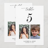 5x7 Numéro de Table Photos d'Enfance Mariage 5 (Devant / Derrière)