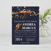 5x7 Oak Tree String Lights Nacht Huwelijksuitnodig Kaart (Staand voorkant)