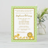 5x7 Oerwoud Girl TRIPLETS Baby shower Uitnodiging (Staand voorkant)