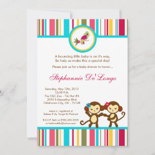 5x7 Oerwoud Gym Monkey Dance Baby shower Uitnodigi Kaart