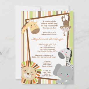 5x7 Oerwoud Lion Monkey Baby shower Uitnodiging