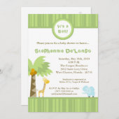 5x7 Oerwoud Safari Animal Baby shower Invitation Kaart (Voorkant / Achterkant)