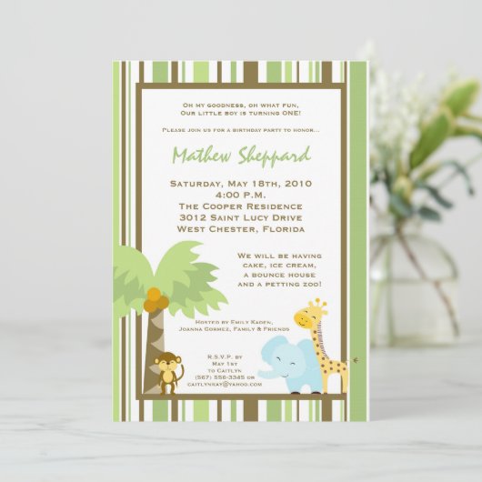 5x7 Oerwoud Safari Animal Birthday Party Invitatio Kaart (Staand voorkant)