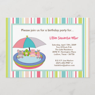 5x7 Oerwoud Safari Pool Birthday Party Invitation Kaart