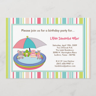 5x7 Oerwoud Safari Pool Birthday Party Invitation Kaart