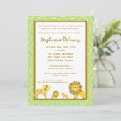 5x7 Oerwoud Tiger Lion TWINS Baby shower Uitnodigi Kaart (Staand voorkant)