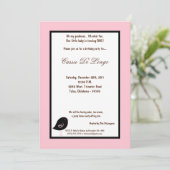 5x7 Oiseau rose clair Invitation de fête d'anniver (Debout devant)