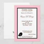 5x7 Oiseau rose clair Invitation de fête d'anniver (Devant / Derrière)