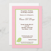 5x7 Oiseau rose clair Invitation de fête d'anniver (Devant / Derrière)