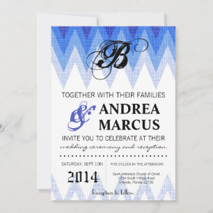 5x7 Ombre Chevron Faire-part de mariage bleu