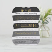 5x7 Ombre Stripe noir ligne Faire-part de mariage (Debout devant)