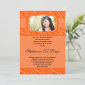 5x7 Oran Zebra Print Patter Quinceanera Uitnodigin Kaart (Staand voorkant)