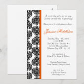 5x7 Orange Damask Lace Baby shower Invitation (Devant / Derrière)