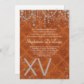 5x7 Orange Diamond Quinceanera Invitation Annivers