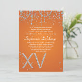 5x7 Orange Diamond Quinceanera Invitation Annivers (Debout devant)