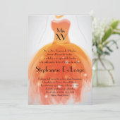 5x7 Orange Dress Quinceanera Invitation Anniversai (Debout devant)