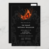 5x7 Orange Masquerade Halloween Costume Invitation (Devant / Derrière)
