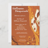 5x7 Orange Masquerade Halloween Costume Invitation (Devant)