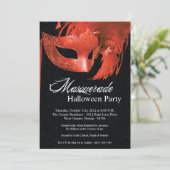 5x7 Orange Masquerade Halloween Invitation (Debout devant)