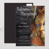 5x7 Orange Masquerade Invitation Costume Halloween (Devant / Derrière)