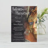 5x7 Orange Masquerade Invitation Costume Halloween (Debout devant)