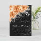 5x7 Orange Rose Quinceanera Invitation d'anniversa (Debout devant)
