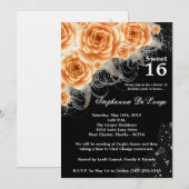 5x7 Orange Rose Sweet 16 Anniversaire Invitation (Devant / Derrière)