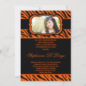 5x7 Orange Zebra Imprimer Quinceanera Invitation (Devant)
