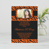5x7 Orange Zebra Imprimer Quinceanera Invitation (Debout devant)