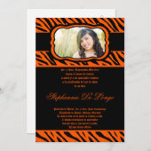 5x7 Orange Zebra Imprimer Quinceanera Invitation (Devant / Derrière)