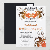 5x7 Oranje Masquerade Halloween Costume Invitation Kaart (Voorkant / Achterkant)