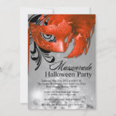 5x7 Oranje Masquerade Halloween Uitnodiging (Voorkant)