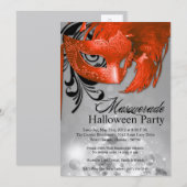 5x7 Oranje Masquerade Halloween Uitnodiging (Voorkant / Achterkant)