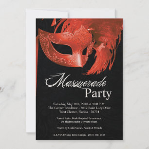 5x7 Oranje Masquerade Sweet 16 Birthday Uitnodigin Kaart