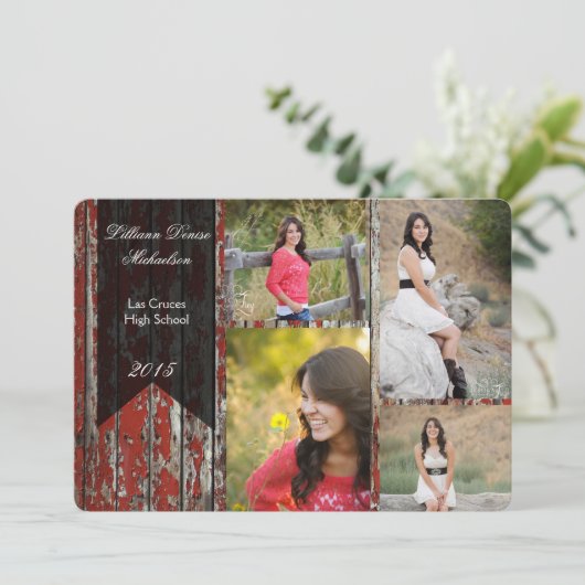 5x7 Oude Red Barn Wood Weer Hogere Aankondiging (Staand voorkant)