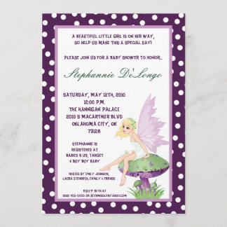 5x7 Paarse Baby shower Kaart