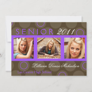5x7 Paarse Cirkel Polka Photo Senior Aankondiging