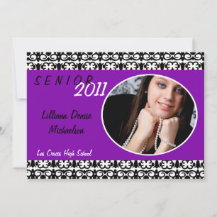 5x7 Paarse Damask Photo Senior aankondiging